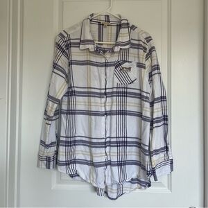 JMU White Plaid Button-Up Shirt With Purple and Gold Stripes Extra Large (XL)